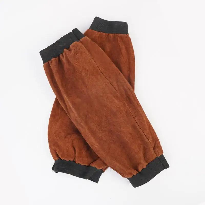 1 Pair Portable Welding Arm Guard PU Leather Welding Sleeves Heat Resistant Flame Retardant Arm Protection For Industrial Work