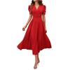 Γυναικείο Μοντέρνο Χρωματιστό Φόρεμα V-neck Κοντομάνικο