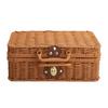 Mini Suitcase Box PE Rattan Hand Woven Rectangular Storage Basket with Handle for Travel Themed Party Wedding Decoration