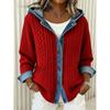 Women S Printed Button Knit Hooded Cardigan Sweatshirt Casual Loose Outerwear