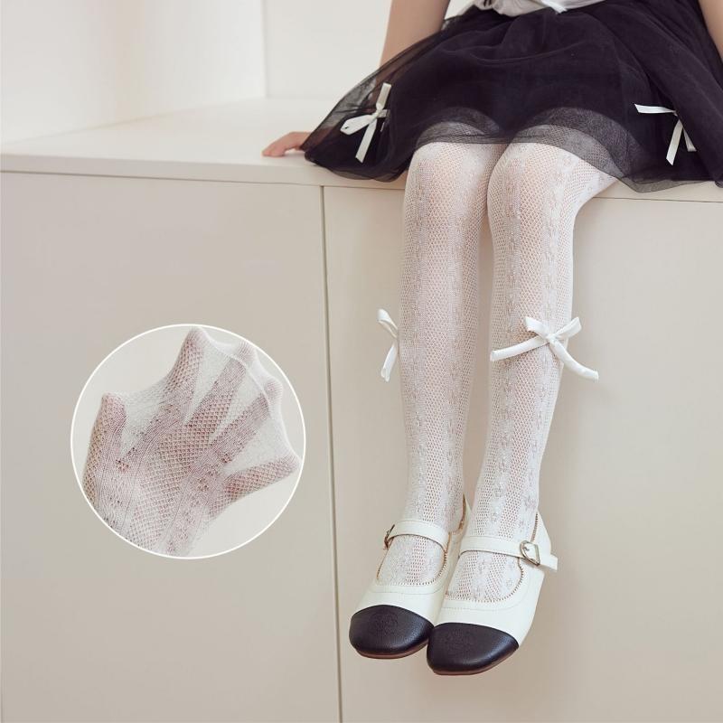 Girls Bow Pantyhose For Baby Sweet Style Princess Socks Thin Mesh Bottom Pantyhose For Girls Breathable Cute Summer
