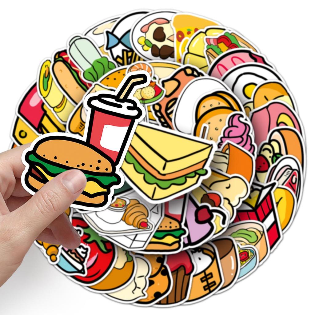 108 Cute Cartoon Food Stickers for Kids: Journal, Suitcase, Phone & Water Bottle Decoration