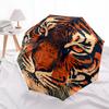 1pc Automatic Open/Close Umbrella with Tiger Face Close-Up Pattern - Compact Travel Umbrella, Windproof 8-Rib Frame, Portable