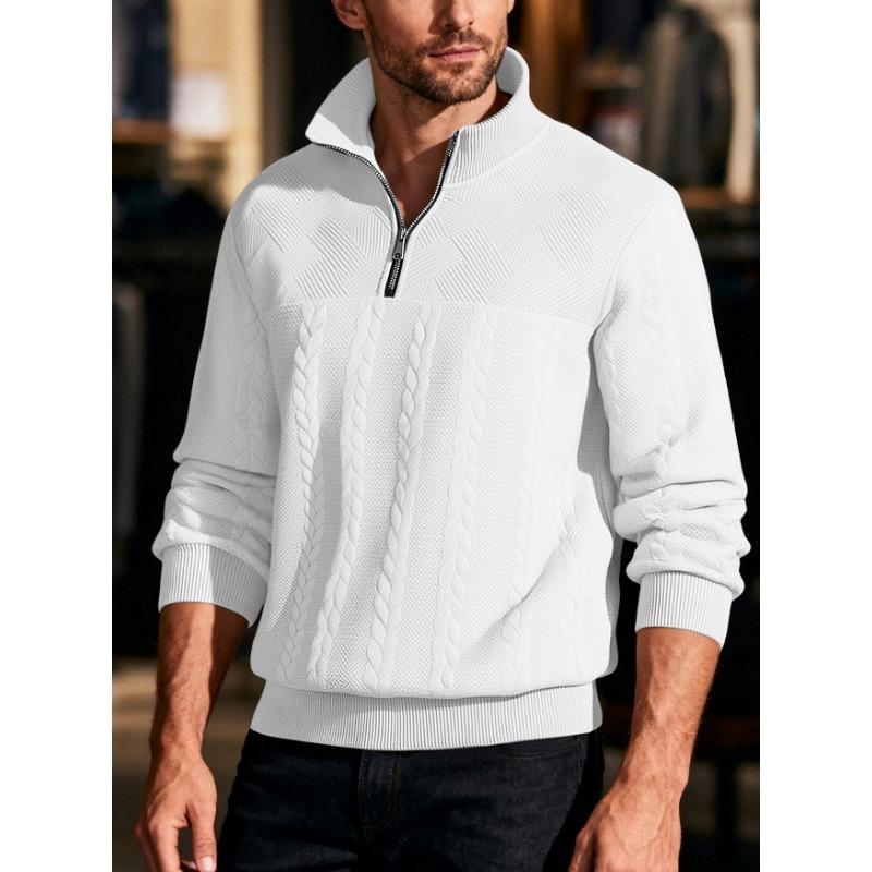 Men S Casual Vintage Half Zip Knit Sweater Loose Fit Long Sleeve Pullover