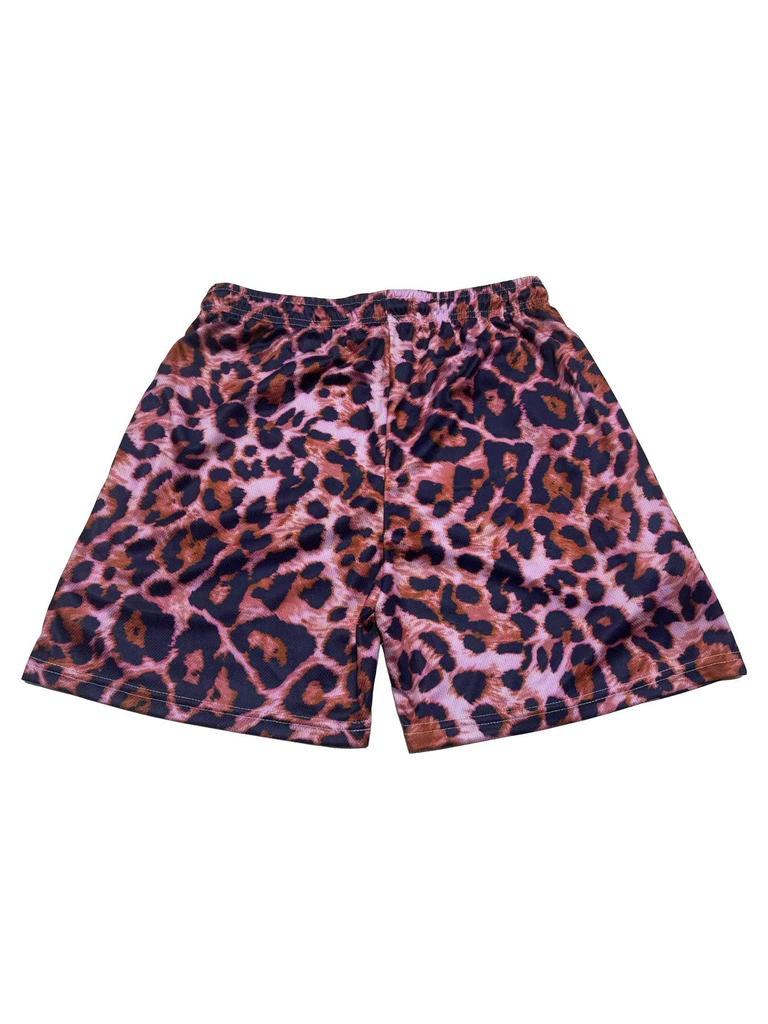 American Leopard Print Mesh Quick-Dry Plus Size Outdoor Sports Shorts