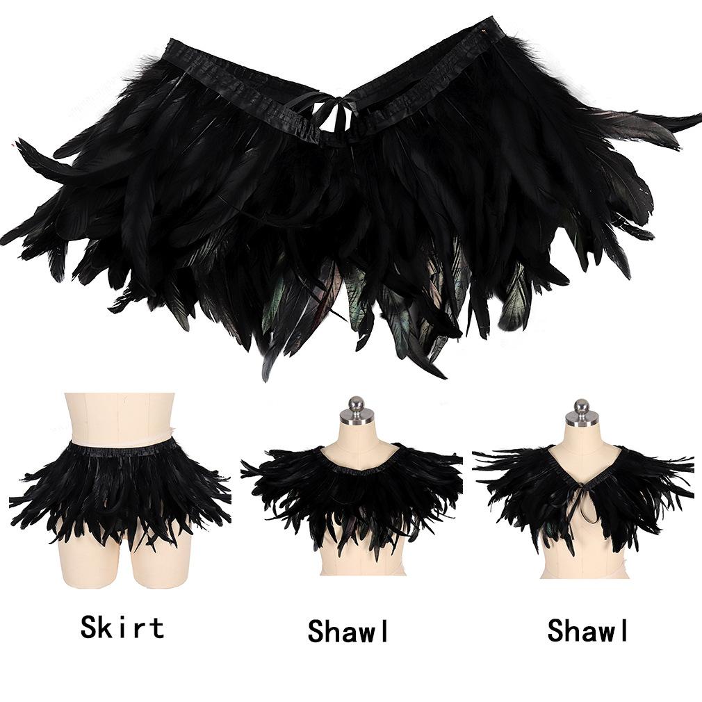 

Halloween Dress Up, Feather Decoration, Cape and Cloak, A Must-have for Parties, Dress for Two, Costume Accessories, Party Decoration Accessories чорний