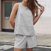 Women's Fashion Sleeveless Two-Piece Shorts Set With Pockets