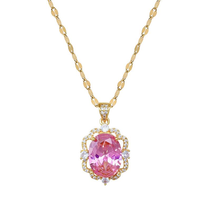 Heavy Industry Goose Egg Micro-Inlaid Light Luxury Temperament Gorgeous Full Diamond Necklace Women'S Versatile Collarbone Chain Titanium Steel Chain