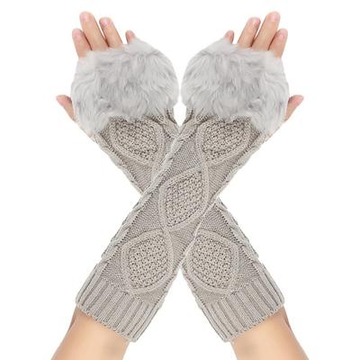 Furry Furry Fingerless Gloves Soft Warm Elastic Arm Warmers Crochet Knitting Touchscreen Gloves Women Clothing Accessories