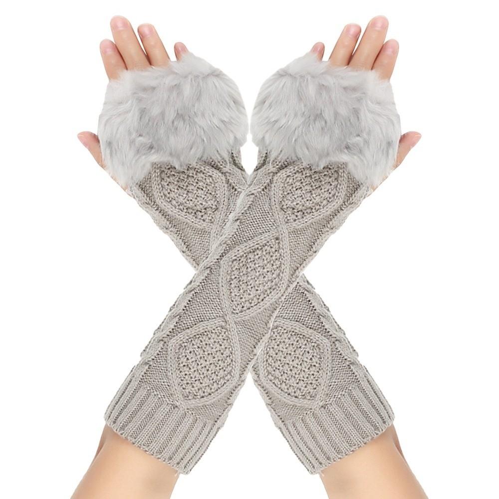 Crochet Knitting Knitted Sleeves Gloves Soft Warm Arm Warmers Fingerless Gloves Autumn Winter