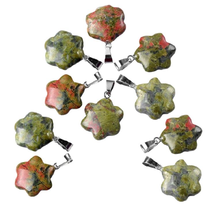 Artistic Crafted Flower Crystal Pendant Set Natural Stone Flower Pendant Charm For Handmade Jewelry And Necklace