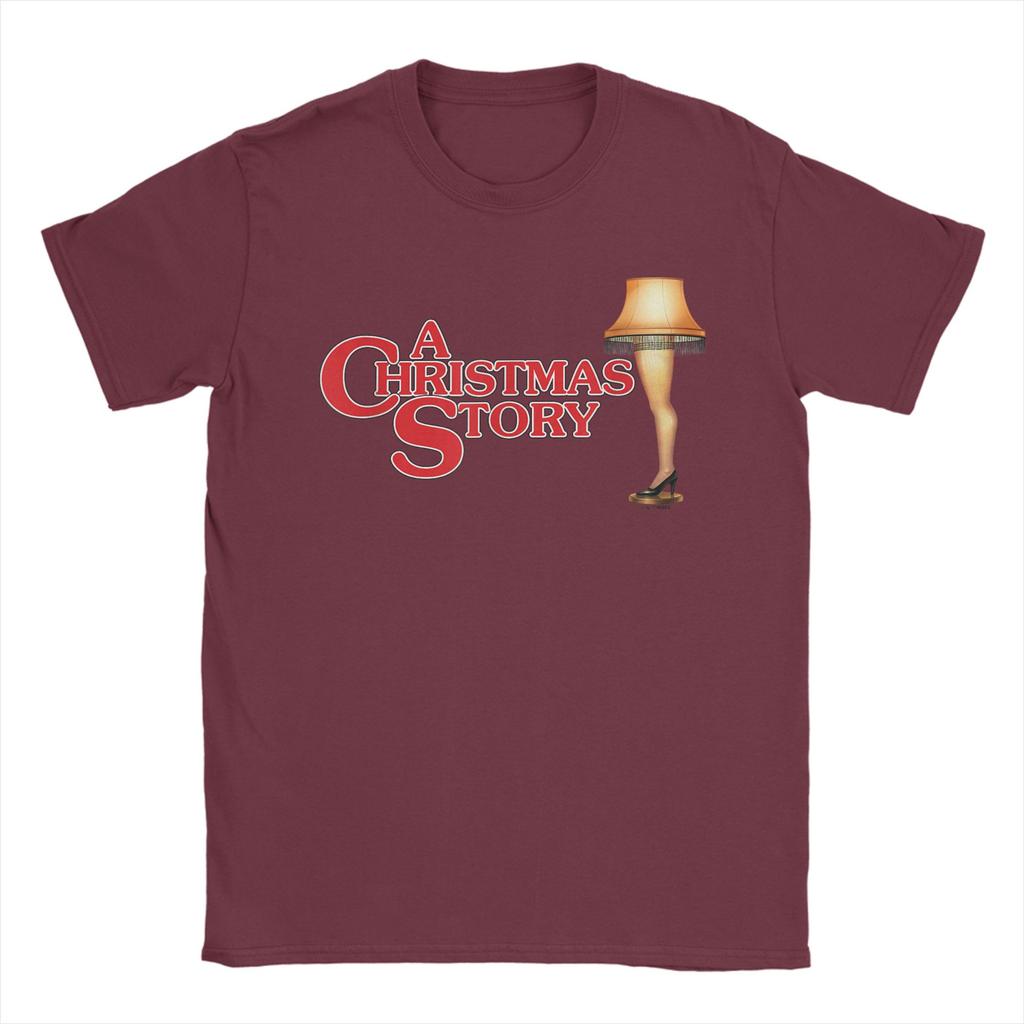 A Christmas Story Type With Leg Lamp T-Shirt for Men Funny Pure Cotton Tees Round Neck Short Sleeve T Shirt Unique Clothing