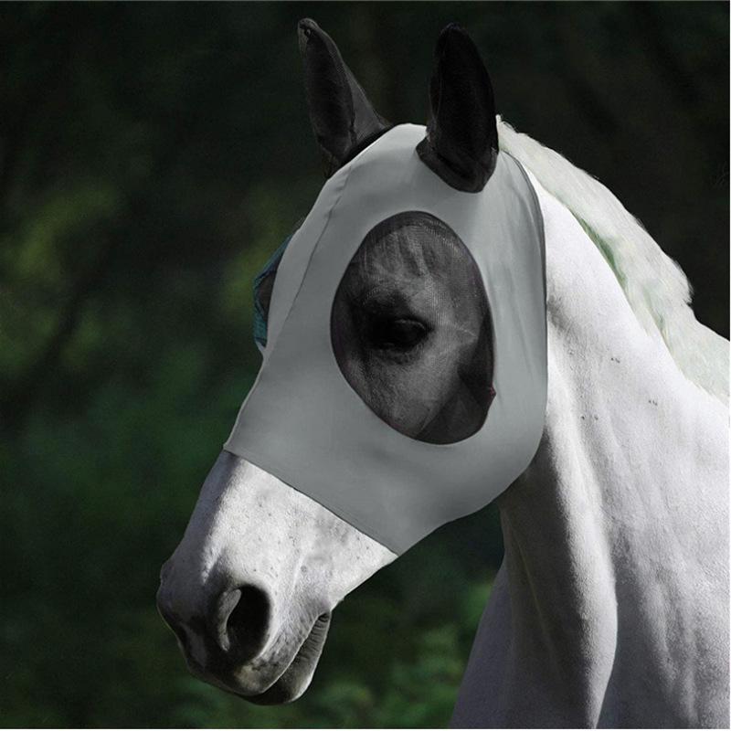 Atmungsaktive Pferde-Gesichtsmaske Anti-Mücke Anti-Biss Fliegen Reitmasken Sommer Reitsportzubehör Augen-Nasen-Schutz Netz Weiches Netz Pferde-Pflegeausrüstung