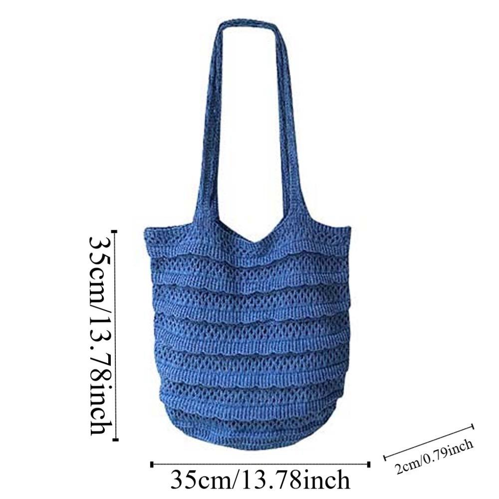 Sweet Crochet Shoulder Bag Large Capacity Seaside Vacation Handbag Knitted Tote Bag  Summer