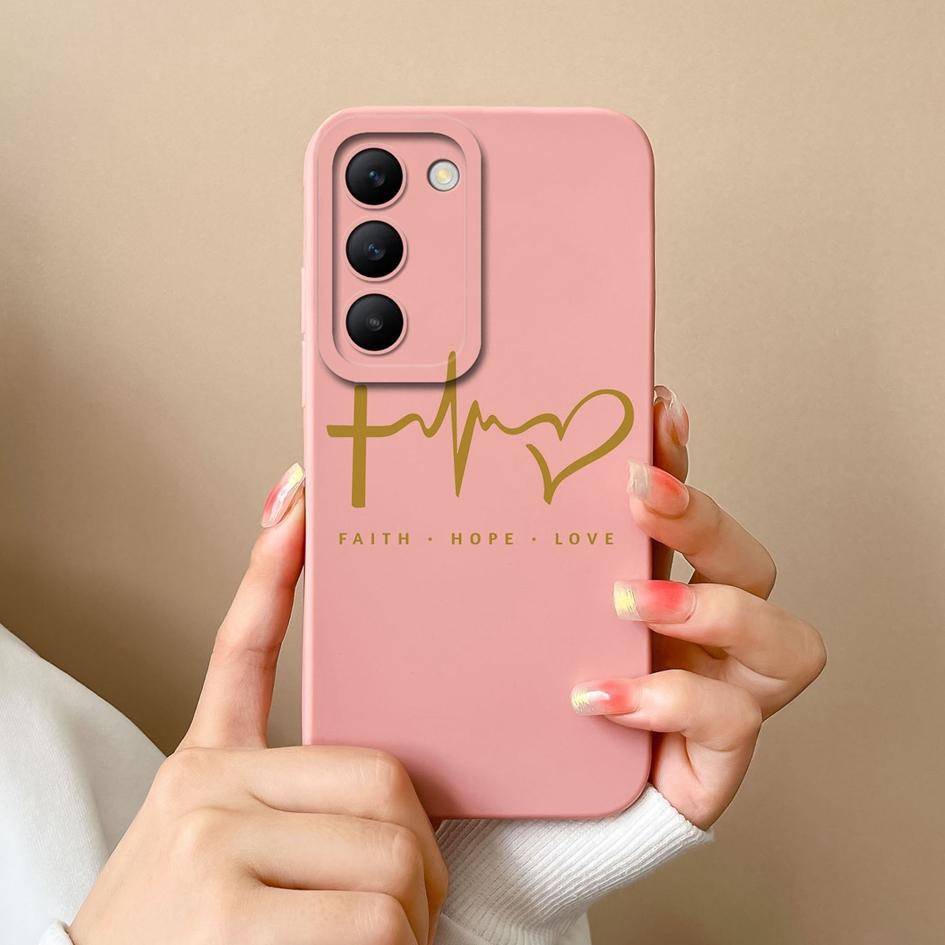 For Vivo Y100 (IDN) Y200e T3 V30 SE V30e V40 Pro Lite Phone Case Covers Lens Protection Soft Silicone Luxury Love Heart Pattern Housing For Vivo Shell