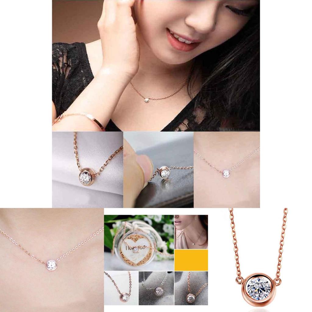 Exquisite Rose Gold Plated Rhinestone Clavicle Chain Pendant For Women