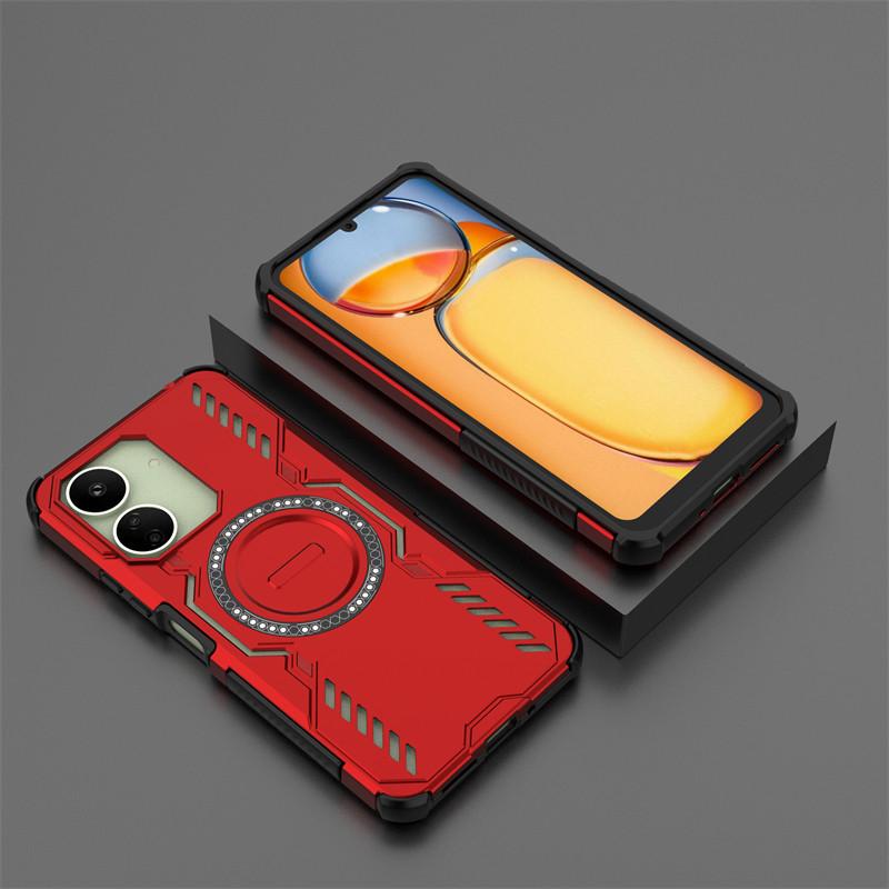 Shockproof Armor Case For Xiaomi Redmi 13C Magnetic Adsorption Wireless Charge Cover Redmi 13C Case For Redmi 13C Case 6.74 Inch