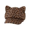 Leopard Print Beret Cap Anti-UV Painter Hat Fashion Cat Ear Hat  Outdoor Sports