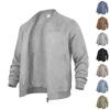 Men's Casual Long Sleeve Zip Up Baseball Jacket with Stand Collar and Pockets