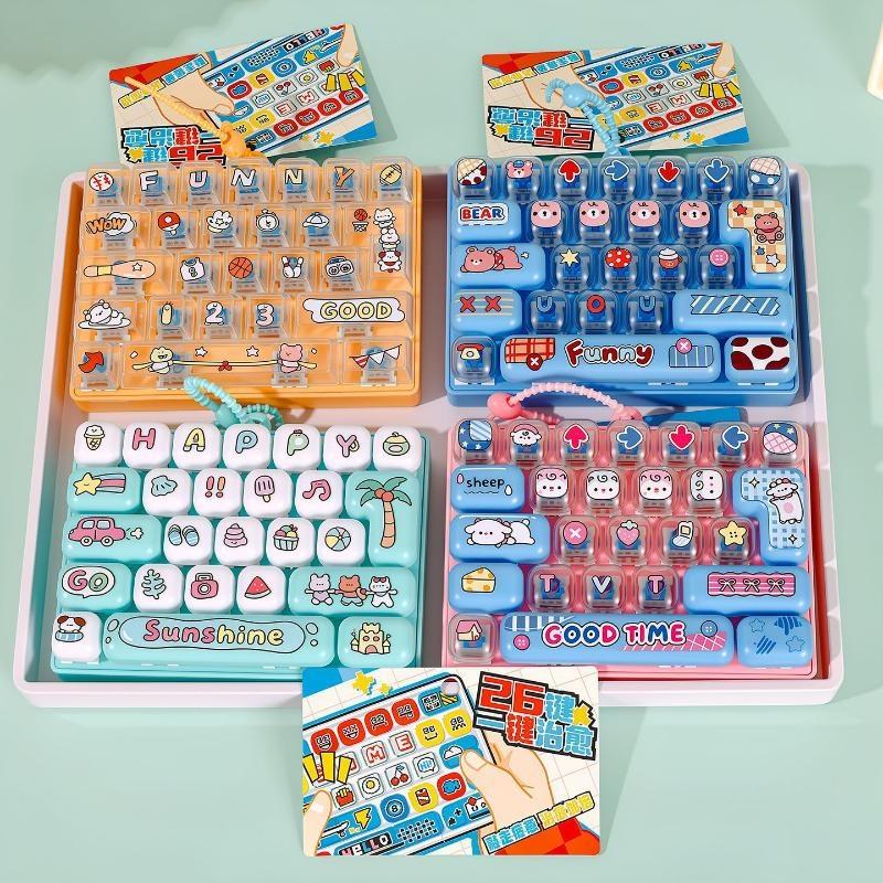 26 Grids Toy Clicker Keychain Stress Relief Keyboard Keychain Decompression Toy Backpack Pendant Charms Gift Keycap Clicker
