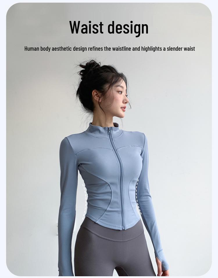 Women's Slim-Fit Fleece-Lined Running Jacket - Autumn/Winter 2025 Yoga & Fitness Long Sleeve.