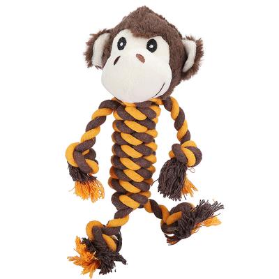 Pet Dog Cartoon Animal Toy Plush Cotton Rope Teeth Cleaning Anti Bite Molar Toy(Monkey )