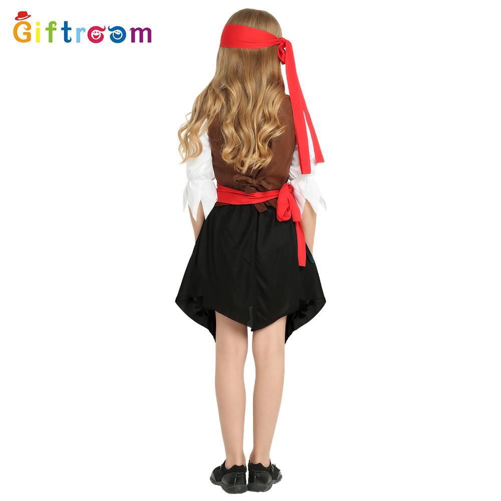 Kids Caribbean Pirate Costume For Halloween Festive Stage Performances Durable Polyester Fabric