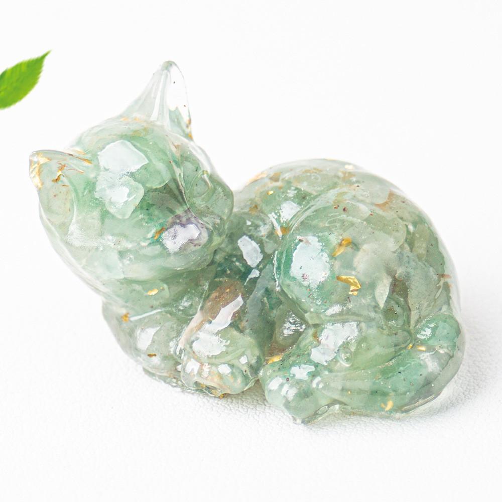 Resin Art Cat Figurine With Crystals For Home Office Decor Gift For Friends And Family