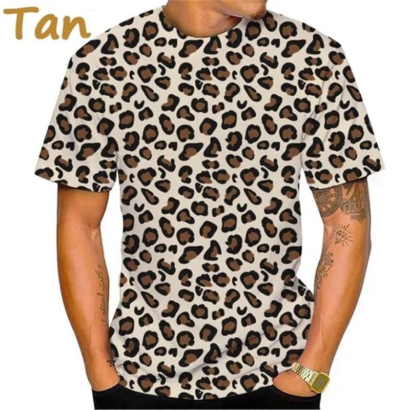 Pánske 3D tričko s leopardím vzorom, pánske tričko s okrúhlym výstrihom a krátkym rukávom, veľké streetwear, pánske tričko