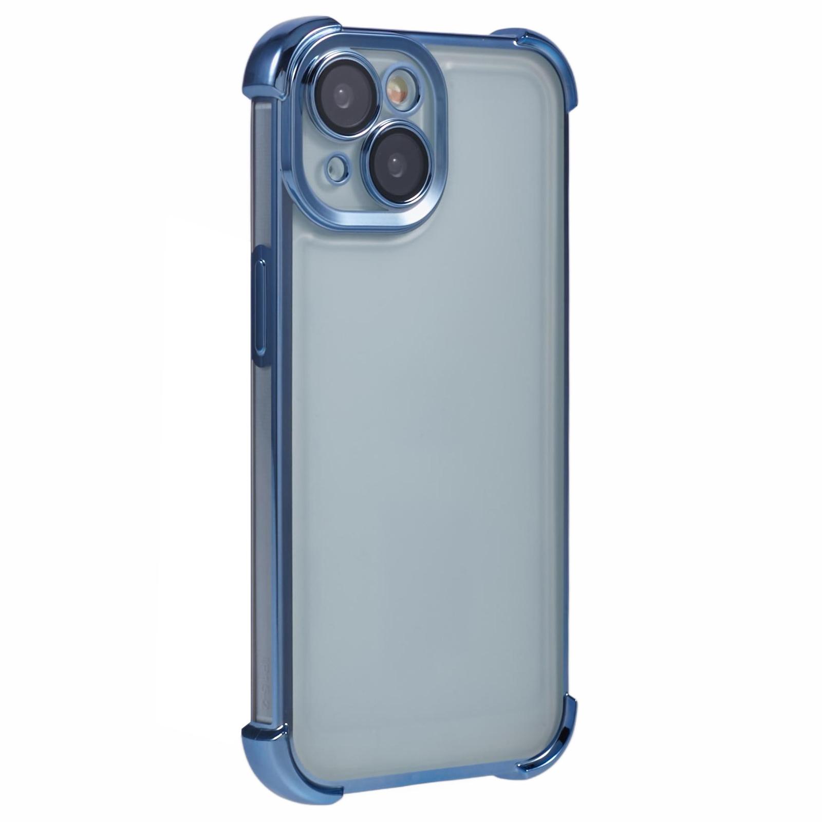 

For iPhone 14 Case Reinforced Corners TPU Clear Back Cover Blue