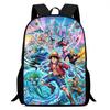 15 Inch Cartoon One Piece Mochila Backpack, Light Weight Unisex School Backpack for Boys Girls Age 6-10 Casual Travel Daypack