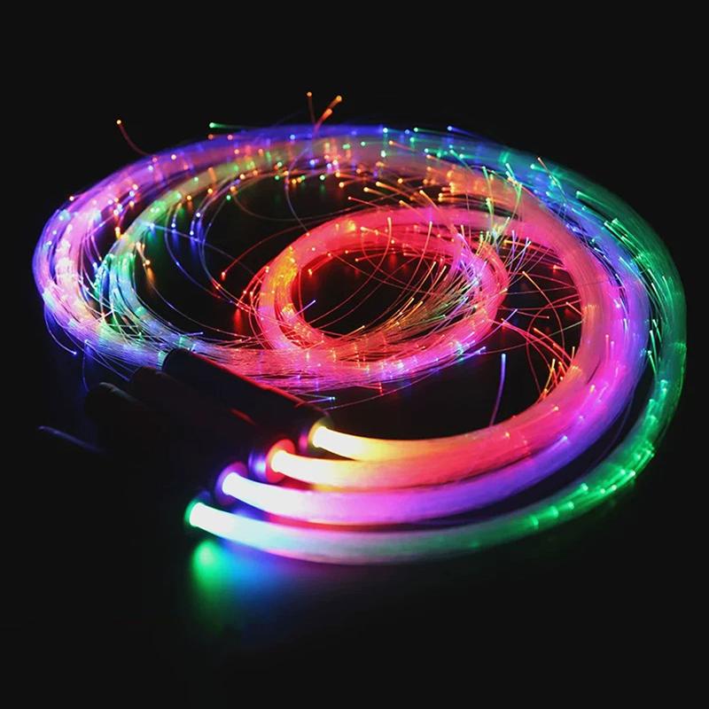 LED Fiber Optic Whip 7 Color Changing Glowing Light Up Whip for Rave Dance EDM Festival Stage Light Show