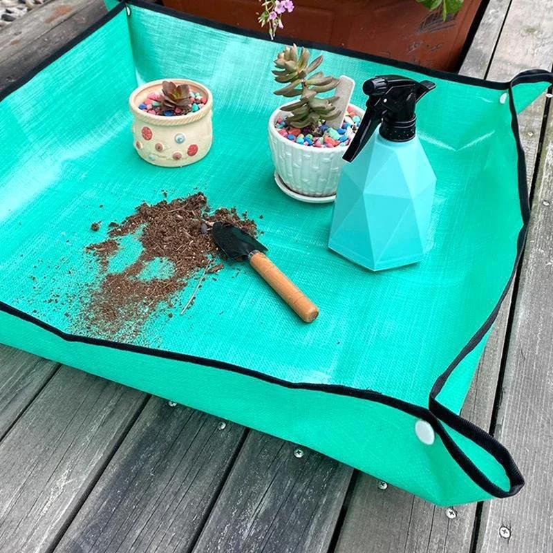 Estera de jardinería de 50/66/75/100 cm, estera de PE para trasplantar plantas, impermeable, cuadrada, para macetas, gruesa, plegable, accesorios de jardín