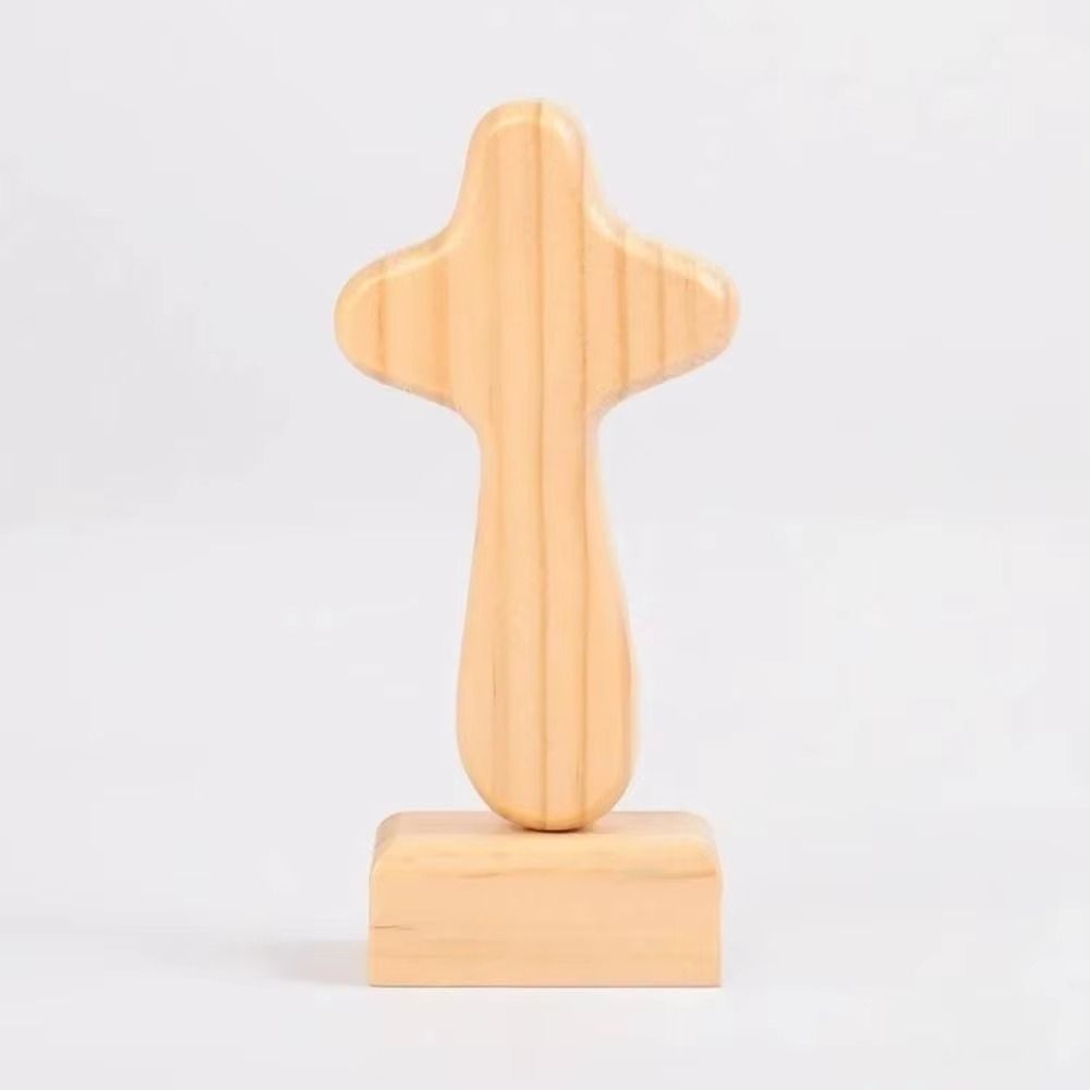 Wood Material Wood Cross Statue Handicraft Design Desktop Cross Ornament Office Desktop