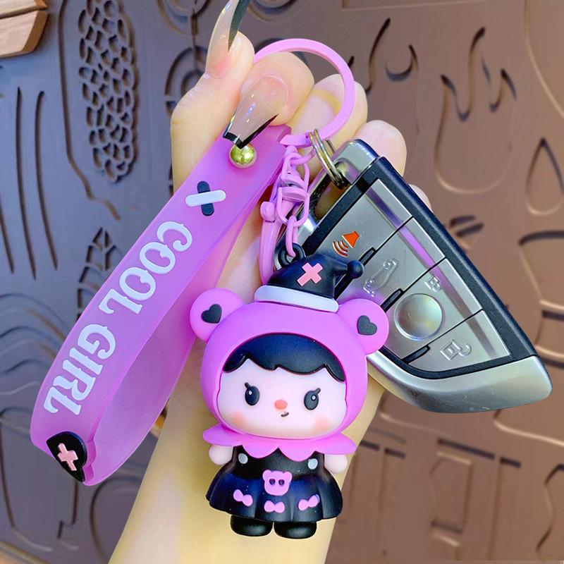 Cartoon Rebel Sweetheart Series Doll Keychain Couple School Bag Pendant Car Keychain Gift