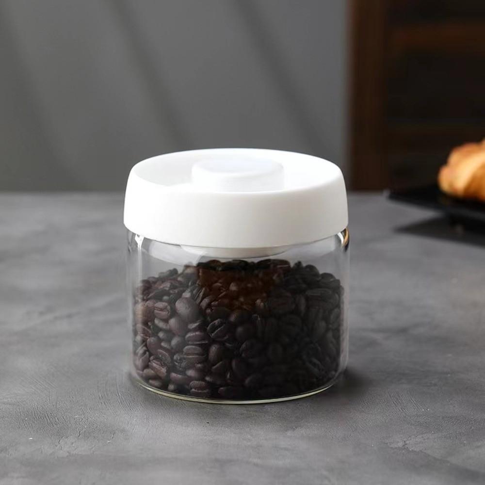 Press Type Coffee Bean Storage Jar Manual Glass Coffee Jar Vacuum Sealed Jar Home Use