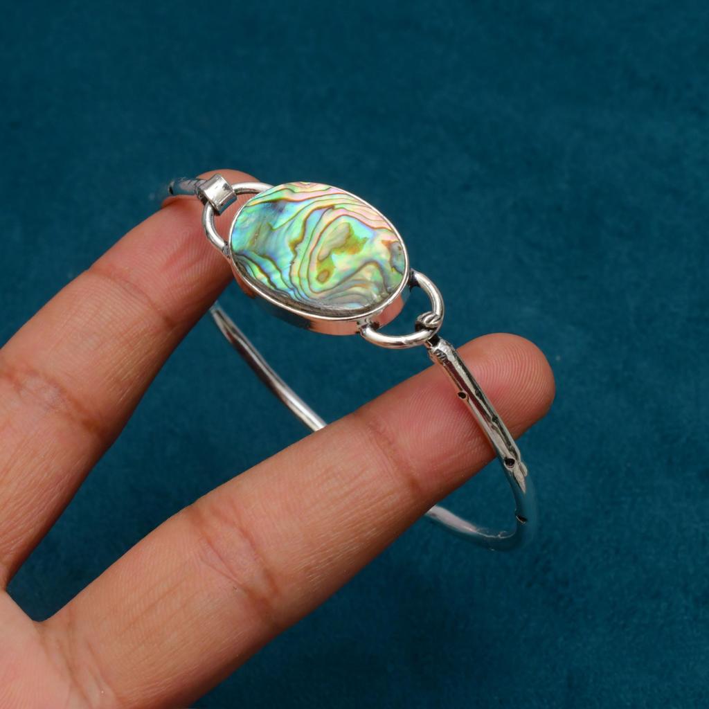 Abalone Shell Gemstone : 925 Sterling Silver Handmade Gemstone Bracelet Jewelry