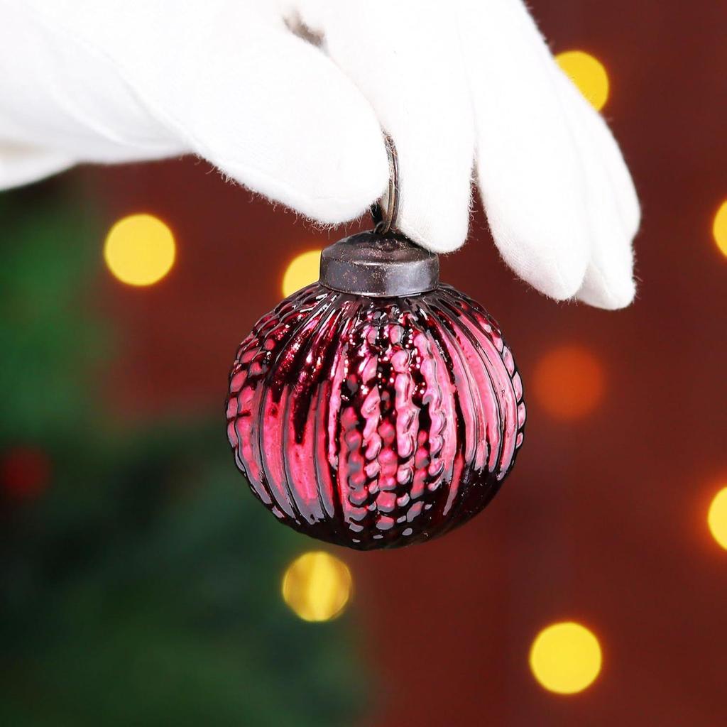 12 Vintage Quecksilber Große Weihnachtsornamente Burgunder Einzigartige Glasweihnachtskugeln für Weihnachtsbaum, Halloween, Neujahr, Valentinstag