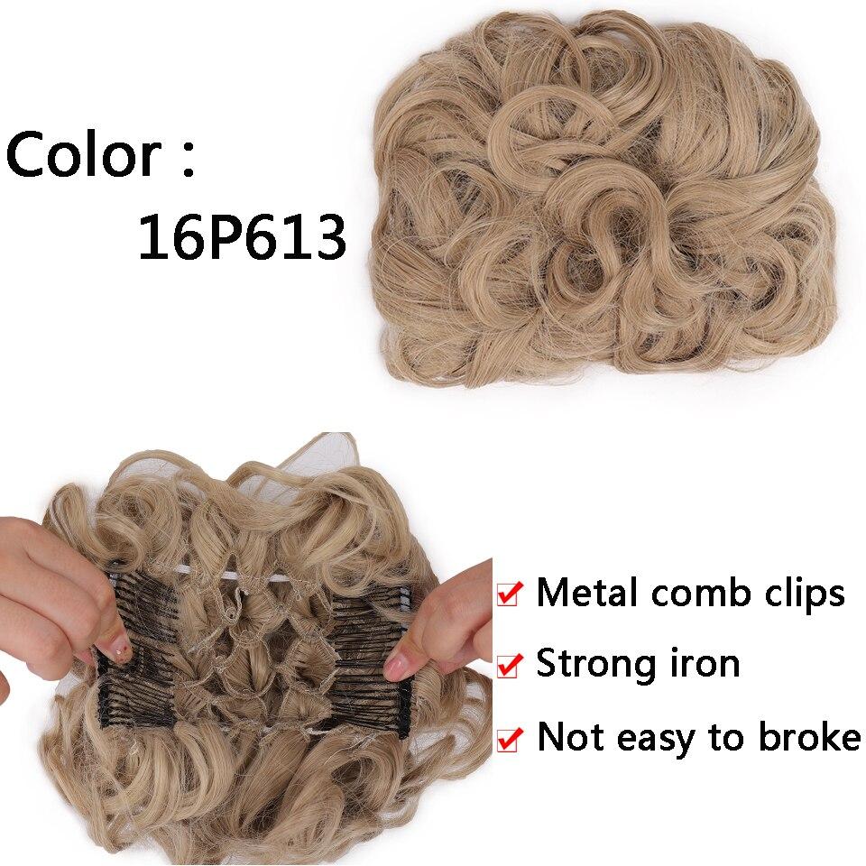 LUPU Syntetický hřeben Clip In Kudrnaté prodlužování vlasů Drdol do vlasů Ombre Blond Elastické gumičky do vlasů pro ženy