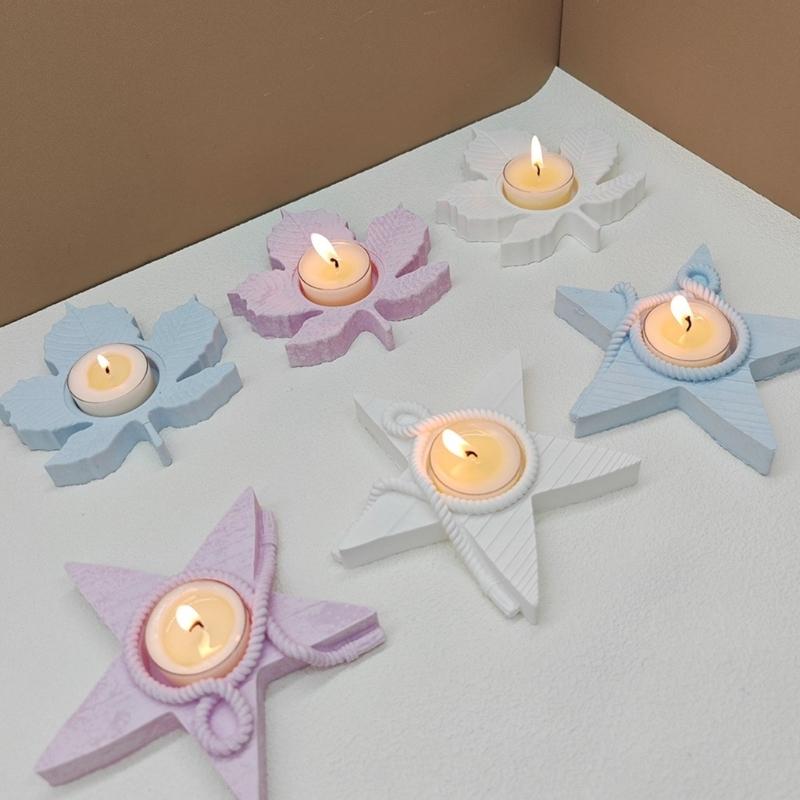 Maple Leaf Candle Holder Mold DIYs Candlestick Silicone Mould Aromatherapy Plaster Gypsum Cement Craft Home Decorations