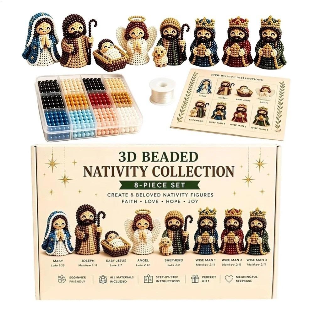 Handmade Christmas Nativity Beading Kit Christmas Beaded Craft Kit  Desktop Ornament