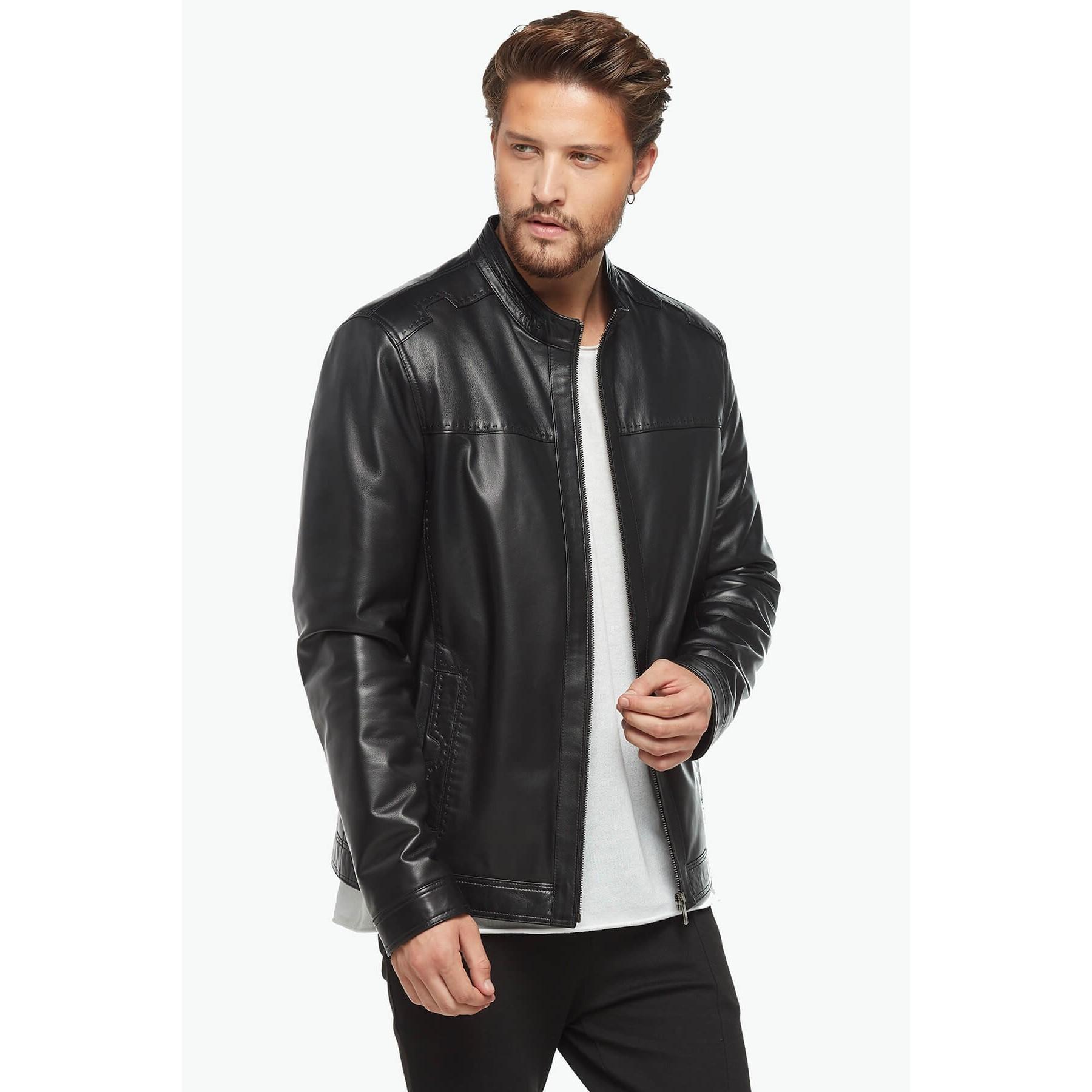 

Классическая кожаная куртка Sport Stitched Black