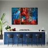 Three Piece Picture Canvas Print Red Abstract Hand Painted
