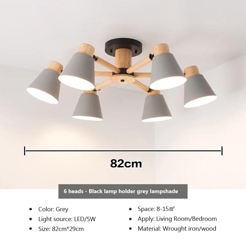 Nordic Chandelier Solid Wood Living Room E27 Bulb Ceiling Lamp For Bedroom Hotel Restaurant Modern Chandelier Lamp Decor Light