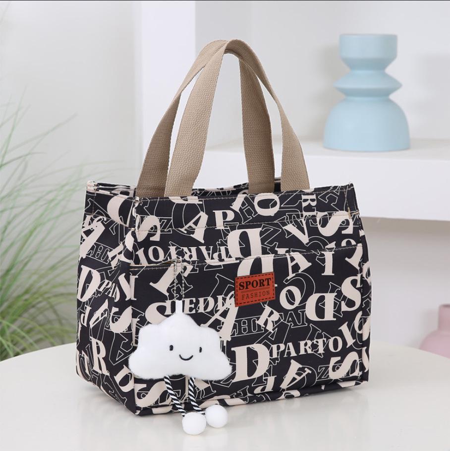 Large Cartoon Oxford Cloth Lunch Tote Bag - Thickened for Work & Commute