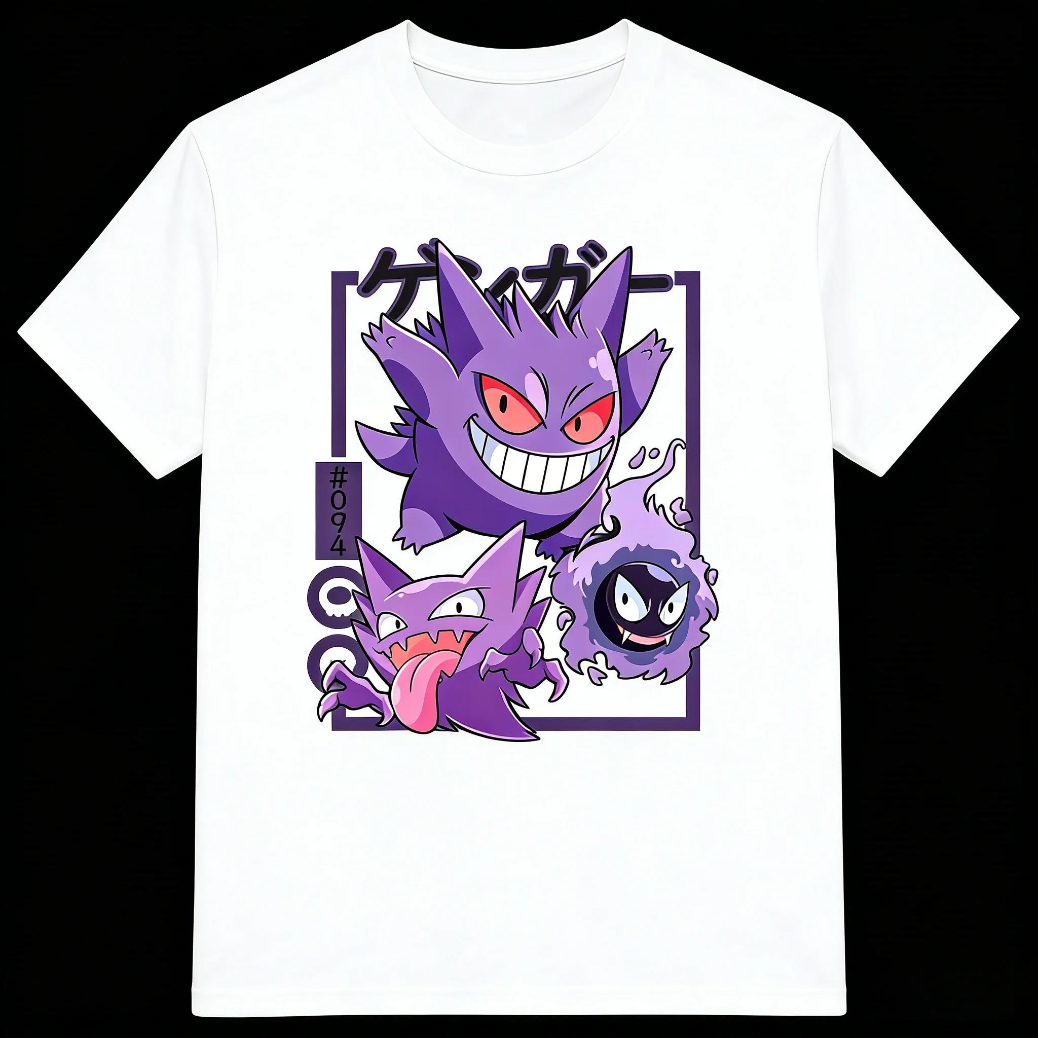

Pokemon Gastly Evolution Pure Cotton TShirt Short Sleeve Men Women Spring Summer Fashion Casual Shirt S