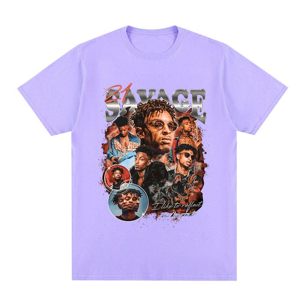 Rapper 21 Savage Grafik T-Shirt Unisex Damen Vintage Hip Hop T-Shirt Baumwolle Lässig Locker Übergröße Kurzarm T-Shirts Geschenk für Fans