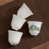 Gold Stroke Small Ceramic Kungfu Cup Teacup Mini Espresso Coffee Cup Porcelain Chinese Style Wine Glass Household Wholesale