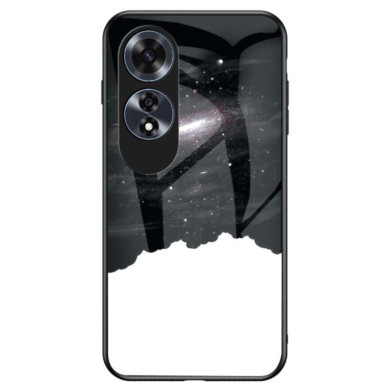 

For Oppo A60 4G Case Tempered Glass Back Cover Pretty Starry Sky Pattern Design Cosmic Starry Sky