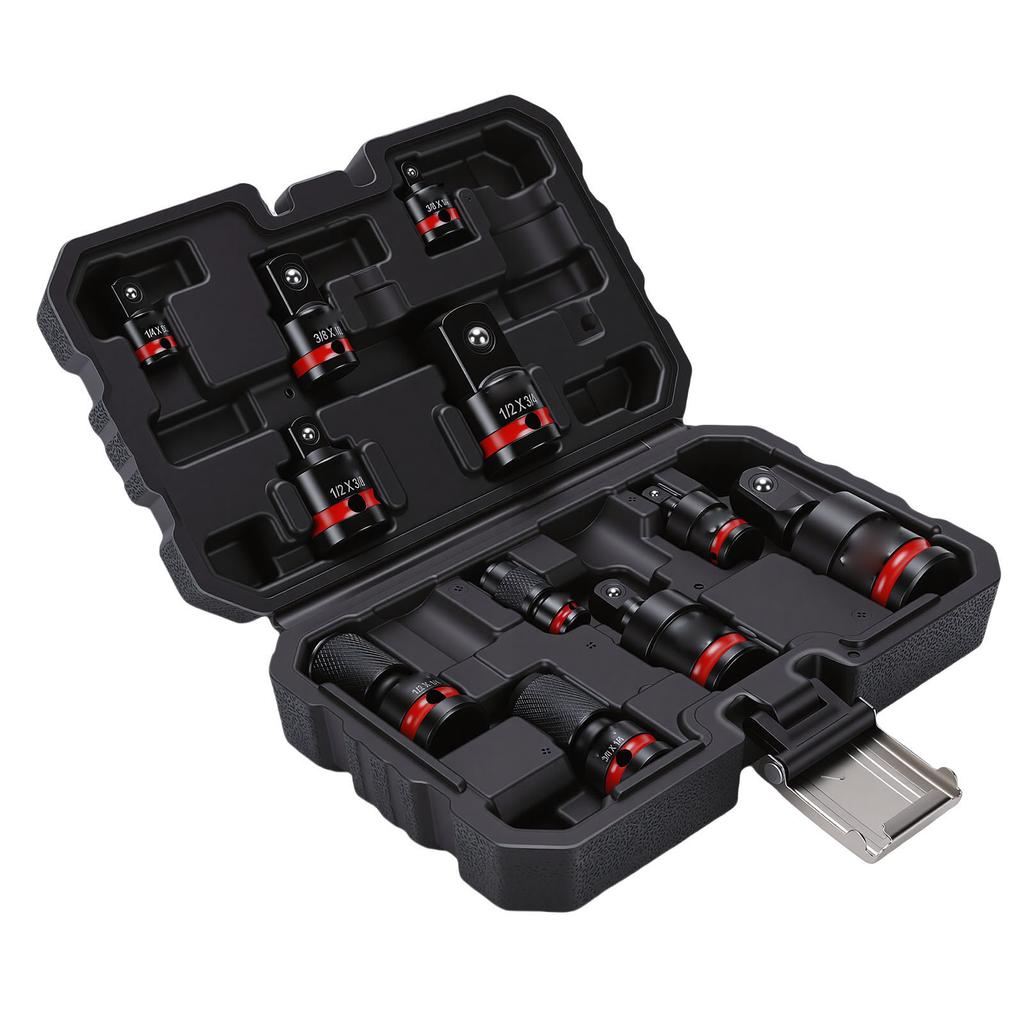 11Pcs Impact Socket Adapter Set Drill Adapters Extensions 1 4 3 8 1 2in Drive CR V CR MO Steel Ball Detent for Car Home